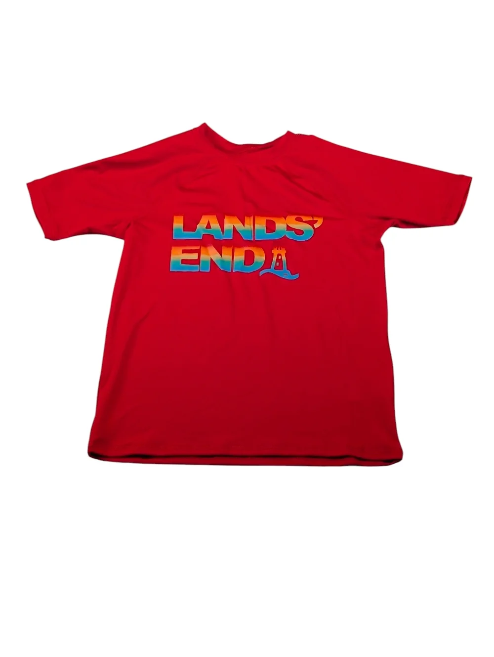 Lands' End Red Short Sleeve Rash Guard Shirt Kids Size XS